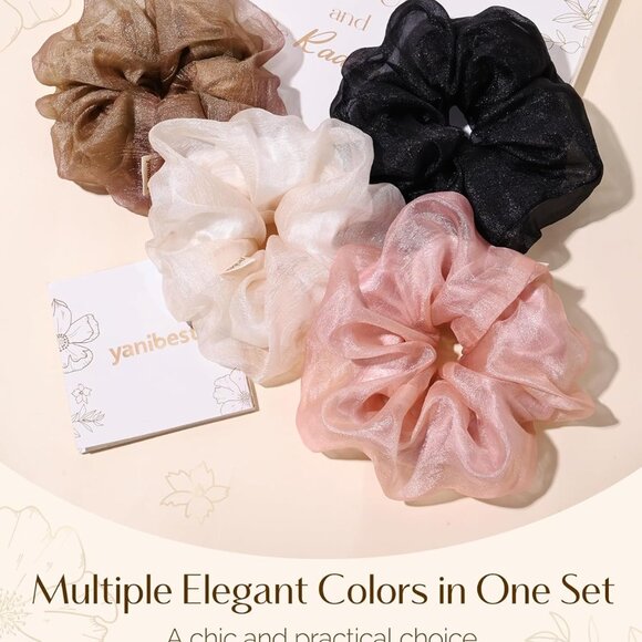 Delicate No-Crease Hair Scrunchies - 4 Pcs Breeze Satin for Effortless Style - Picture 6 of 7